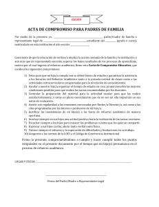 ACTA DE COMPROMISO PARA PADRES DE FAMILIA