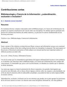 Linares Columbié, R. - Bibliotecología y Ciencia de la Información: ¿subordinación, exclusión o inclusión?