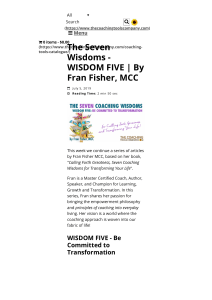 The Seven Wisdoms - WISDOM FIVE   By Fran Fisher, MCC   The Launchpad - The Coaching Tools Company Blog