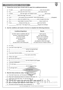 First Conditional Exercises - English Grammar Worksheet