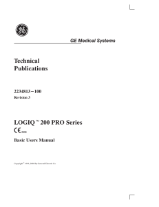 GE LOGIQ 200 Pro Ultrasound System - User manual
