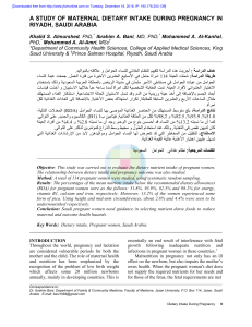 A STUDY OF MATERNAL DIETARY INTAKE DURING PREGNANCY IN RIYADH SAUDI ARABIA