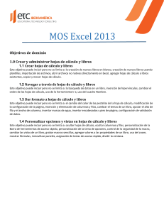 Objetivos MS Excel 2013