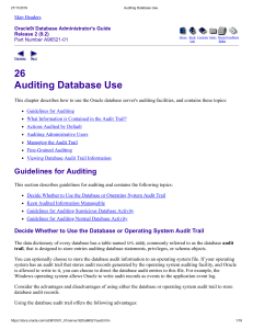 Auditing Database Use 9i