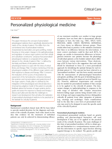 Personalized Physiological medicine