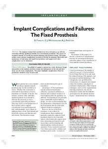implant complications and failures the fixed prosthesis