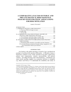 A Comparative Analysis of Public and Private Political Risk Insur