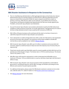 COVID-19 SBA Disaster Assistance Resources for Businesses-508