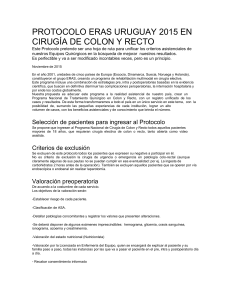 PROTOCOLO ERAS URUGUAY 2015 EN CIRUGÍA DE COLON Y RECTO