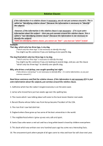 relative clauses identifying and and non identifying worksheet