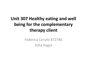 Unit 307 Healthy eating and well being for