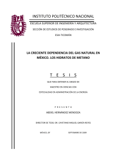 La creciente dependencia del gas natural en Mexico. Los hidratos de Metano