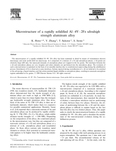 Microstructure of a rapidly solidified Al–4V–2Fe ultrahigh strength aluminum alloy