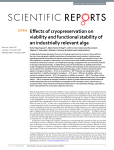 Efects of cryopreservation on viability and functional stability - Nature