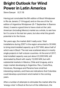 Bright Outlook for Wind Power in Latin America - Renewable Energy World