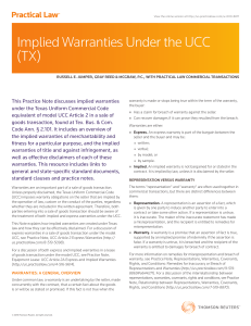 Implied Warranties Under the UCC