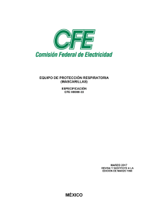 Especificación CFE H0000-33 - Equipo de Proteccion Respiratoria (Mascarillas)