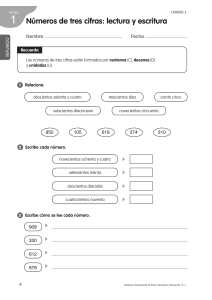 Números de tres cifras  lectura y escritura