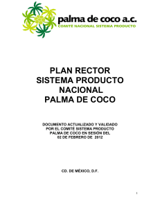 Palma de coco Plan Rector Nacional 2012