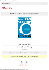 El método Lean Startup, resumen del libro de Eric Ries