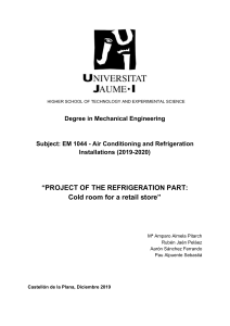 PROJECT OF THE REFRIGERATION