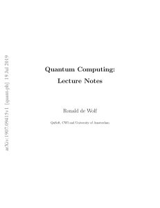 Quantum Computing Lecture Notes