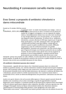 Enzo Soresi  a proposito di antibiotici chinolonici e danno mitocondriale   Neurobioblog # connessioni cervello mente corpo