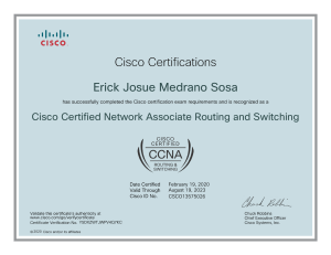 Cisco Certified Network Associate Routing and Switching certificate