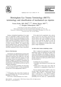 Birmingham Eye Trauma Terminology (BETT)terminology and classification of mechanical eye injuries