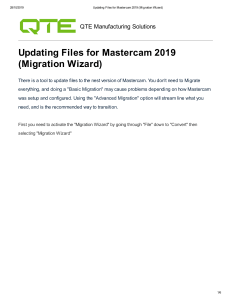 Updating Files for Mastercam 2019 (Migration Wizard)
