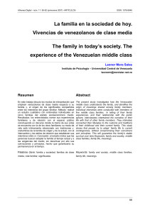 La familia en la sociedad de hoy. Vivencias de venezolanos de clase Media