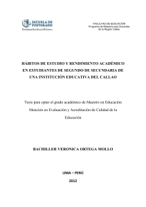 2012 Ortega Hábitos de estudio y rendimiento académico en estudiantes de segundo de secundaria de una institución educativa del Callao