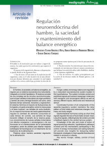 Regulación neuroendorcrina del hambre, la saciedad y mantenimiento del balance energetico