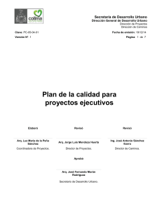 Plan de la calidad para proyectos ejecutivos SEDUR