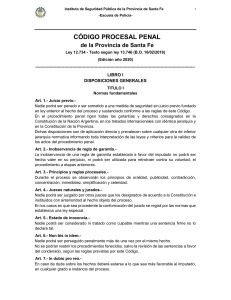 Código Procesal Penal de la Provincia de Santa Fe - 2020