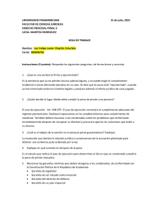 HOJA DE TRABAJO DERECHO PROCESAL PENAL II, julio 30