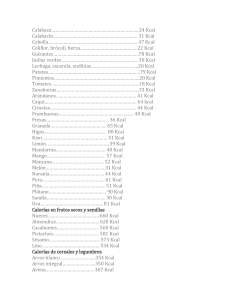 calorias de alimentos