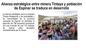 Alianza estratégica entre minera Tintaya y población de