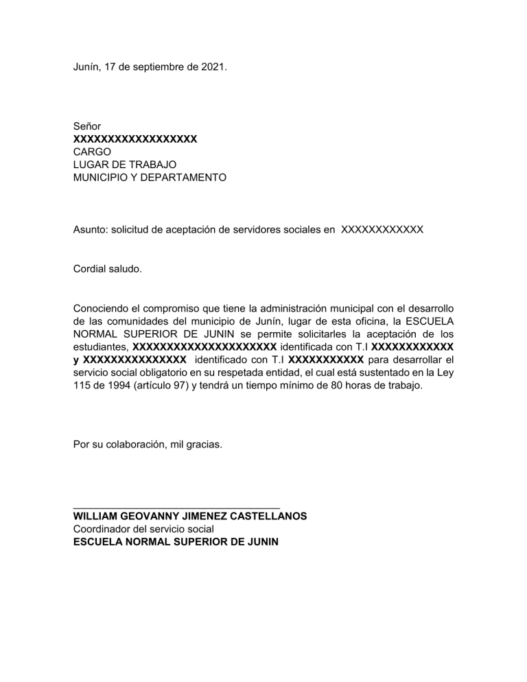 Ejemplo Carta De Solicitud De Servicio Social Modelo De Informe Images