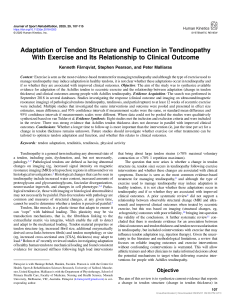 [15433072 - Journal of Sport Rehabilitation] Adaptation of Tendon Structure and Function in Tendinopathy With Exercise and Its Relationship to Clinical Outcome