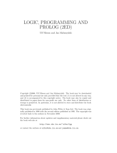Artificial Intelligence - Logic Programming And Prolog 2Nd Ed 2000 Ulf Nilsson And Jan Maluszynski