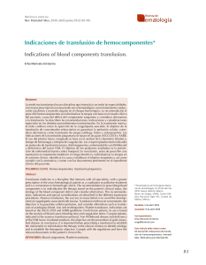 2018 Indicaciones de transfusión de hemocomponentes