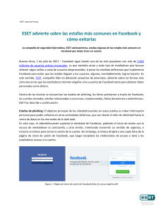 210701 - ESET advierte sobre las estafas más comunes en Facebook y cómo evitarlas