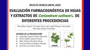 Seminario 1 Control de calidad de drogas vegetales, extracción y análisis de extractos Asaquibay, Moran, Nieto, Vasconez, Vera.