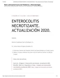 ENTEROCOLITIS NECROTIZANTE. ACTUALIZACIÓN 2020. - Red Latinoamericana de Pediatría y Neonatología