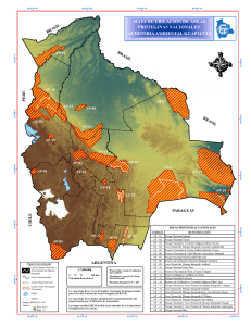 Mapa de ubicación de áreas protegidas - Bolivia