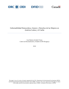 Bareiro y Torres García, 2010. Gobernabilidad democrática, género y derechos de las mujeres en América Latina y el Caribe. IDRC