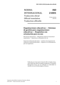 Norma ISO 21001 2018 español