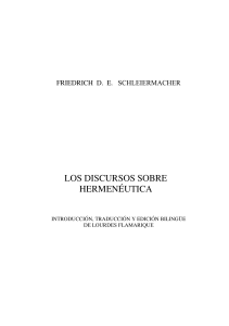 Los discursos sobre Hermeneútica Friedrich D.E. Schleiermacher