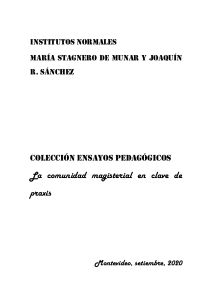 COLECCIÓN ENSAYOS PEDAGÓGICOS. LA COMUNIDAD MAGISTERIAL EN CLAVE DE PRAXIS (2020)